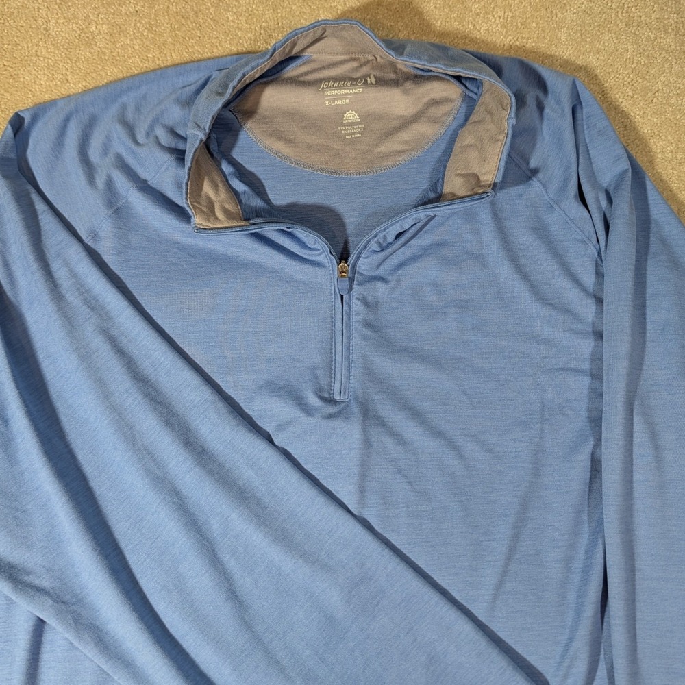Johnnie-O Performance Mens XL 1/4 Zip Pullover Light Blue UPF 50 Stretch Golf